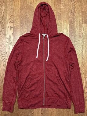 Standard James Perse Vintage French Terry Lightweight Full Zip Hoodie Red Mens 2